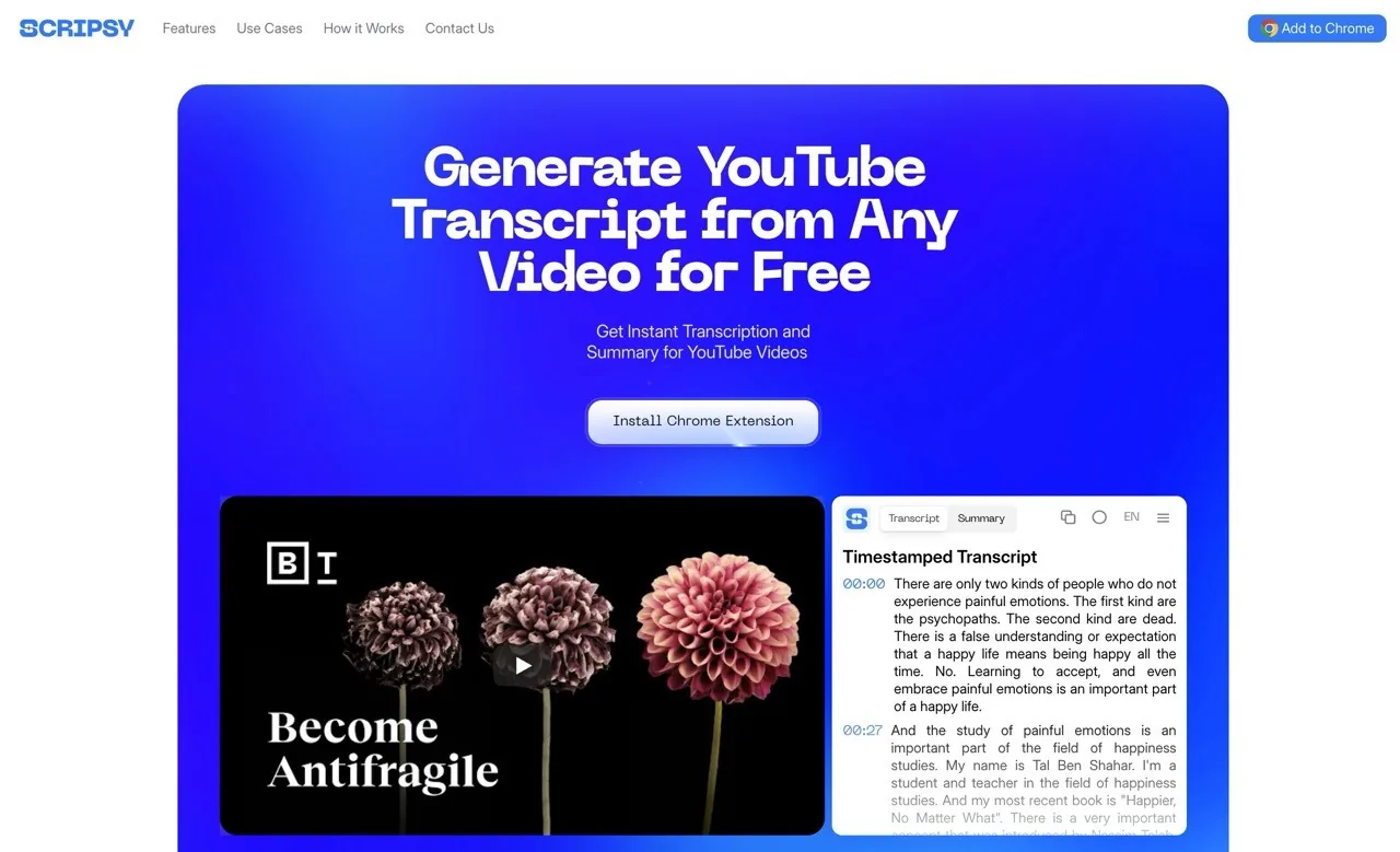youtube transcription scripsy