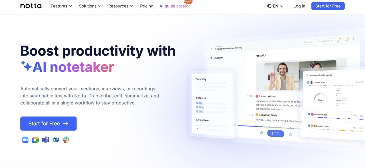 notta ai review website