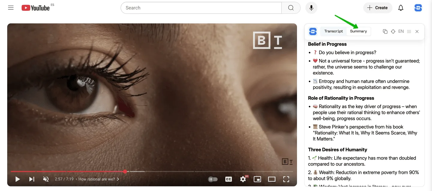 Get the summary video on the Summary tab