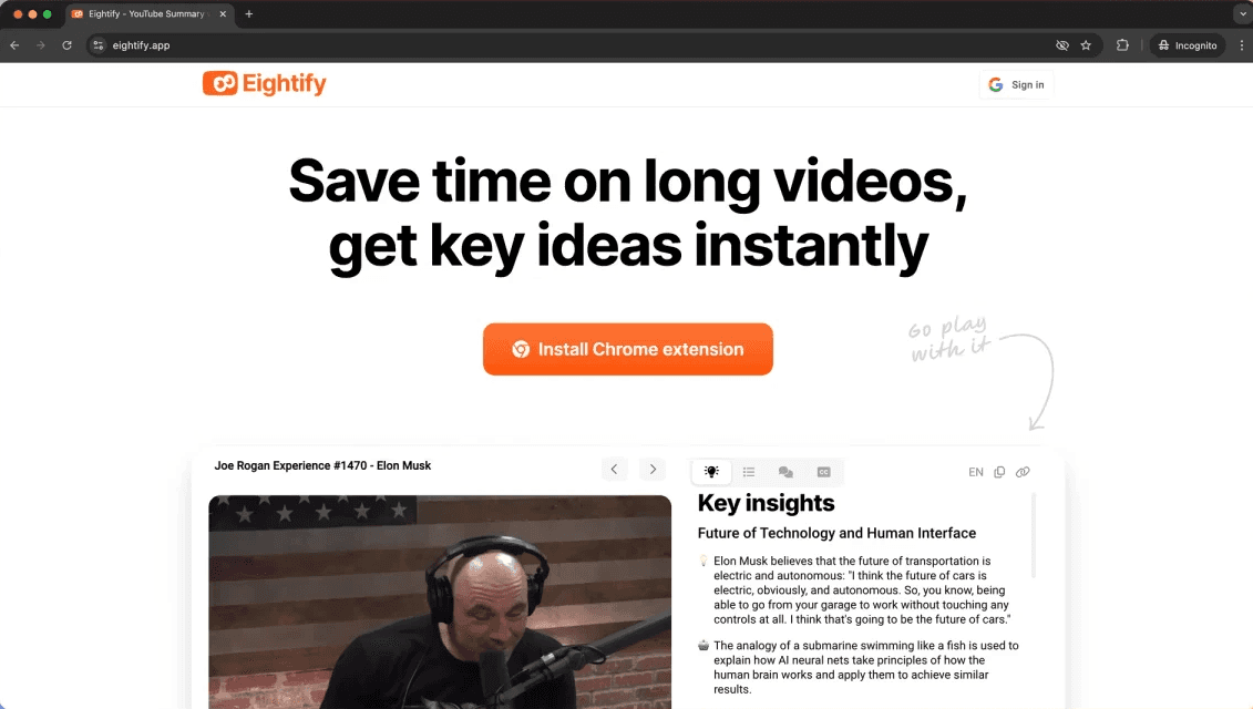 eightify screenshot
