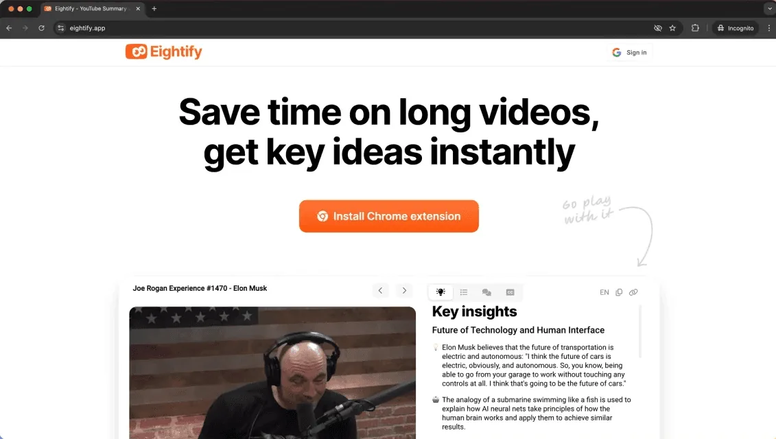 eightify screenshot