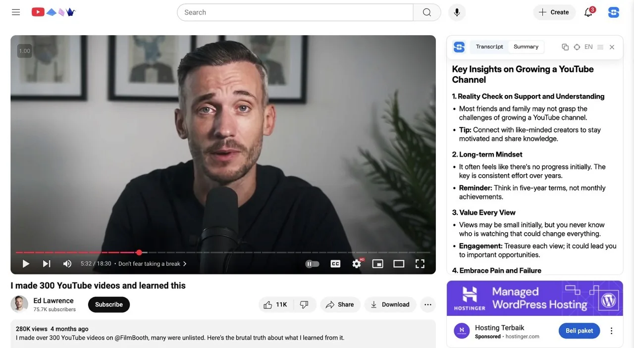 youtube summary with ai scripsy